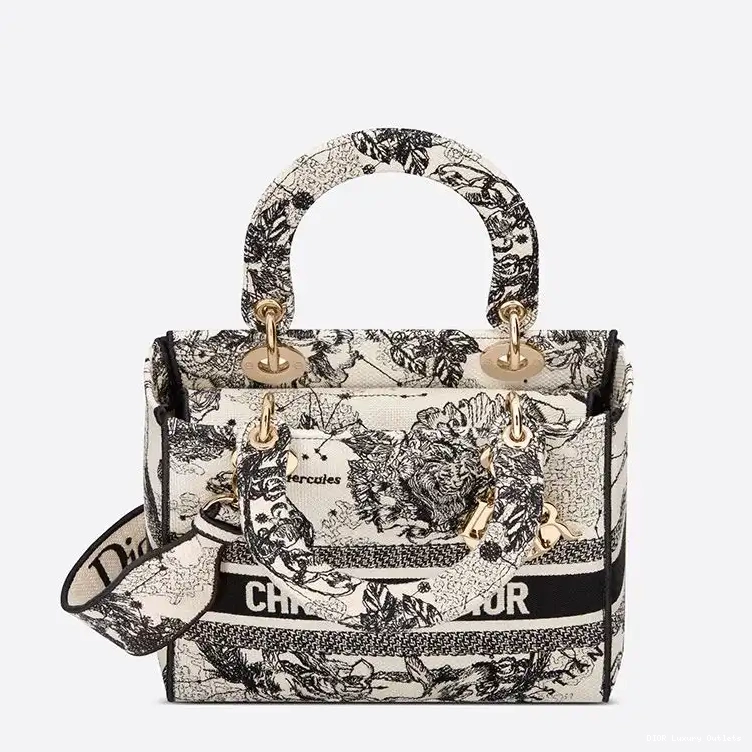 Cheap Jouy Zodiac Toile Medium Bag Motif Lady White Canvas de D-lite 0703 Luxury